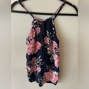 Billabong- Floral Adjustable Spaghetti Strap with Keyhole Tank- Size M